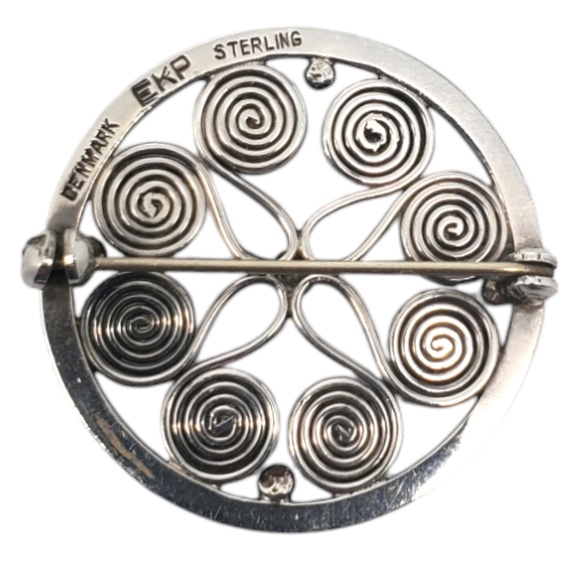 Eivind Knud Petersen Sterling Silver Flower Swirl Brooch #20520 - Picture 6 of 8